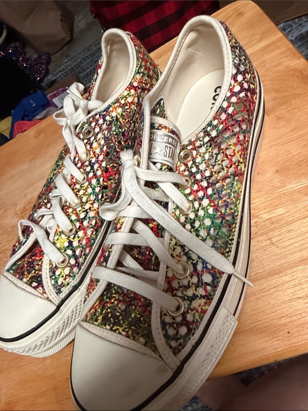 Converse Low Top Multicolor Crochet Knit Sneakers size 11